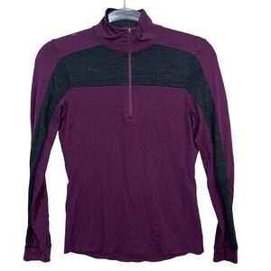 Ibex Purple Black‎ Quarter Zip Pull Over Base Layer Women's Size XS READ